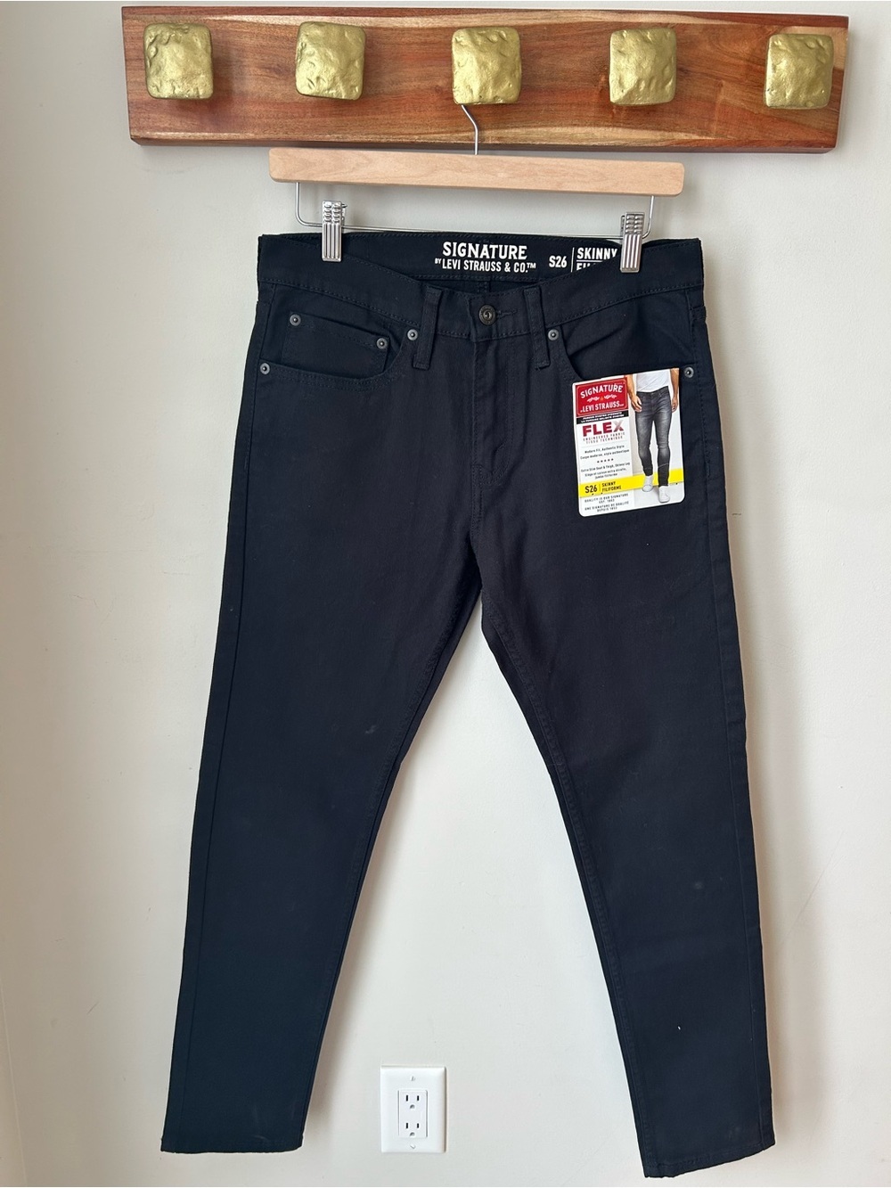 NWT Signature Levi Strauss Black Skinny Jeans Flex Stretch Men’s 26